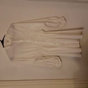 Sweetheart | Semi-Sheer White Vintage Long-Sleeve Button-up Dress | M | NWT